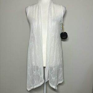 NWT Relish Brand Duster Cardigan Waterfall Front Sweater White Women’s M
